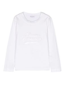 Brunello Cucinelli Kids t-shirt en coton à logo brodé - Blanc