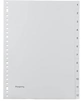 Pergamy tabbladen, ft A4, 23-gaatsperforatie, grijze PP, set 1-12