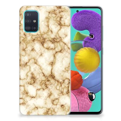 Samsung Galaxy A51 TPU Siliconen Hoesje Marmer Goud Samsung Galaxy A51 TPU Siliconen Hoesje Marmer Goud
