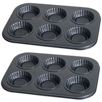 2x stuks muffins en cupcakes bakken bakvorm/bakblik 26 x 19 cm - voor 6x stuks