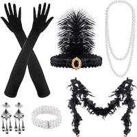 Vintage Jaren 1920 Gatsby Jaren '20 flapper hoofdband Accessoireset Ketting Oorbel Charleston Dames Veer Modieus Maskerade Festival Handschoenen Lightinthebox