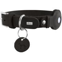 HUNTER VIBORG Hondenhalsband met houder voor Apple AirTag, kleur: zwart, robuust en zacht rundleer, geïntegreerde AirTag-houder, hoogwaardig, Made in Germany, maat: 55