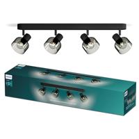 Philips Sleet Spot - Plafondspot met vier lichtpunten - Zwart - Met gerookt glas - Kleine fitting E14