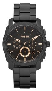 Fossil FS4682 Horloge Machine Chronograafstaal zwart 44 mm