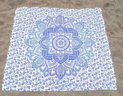 Groot Strandlaken Lotus - Blauw/wit - 220*200cm - L