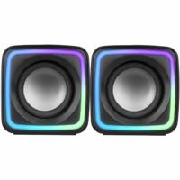 Mars Gaming MSCUBE Zwart, Compacte RGB Gaming-Luidsprekers, 8W DSP Geluidsprocessor, Volumeregeling