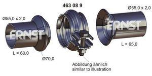 Reparatieset, uitlaatpijp ERNST, Diameter (mm)55mm, u.a. fÃ¼r Audi, CitroÃ«n, Peugeot, Fiat, Lancia