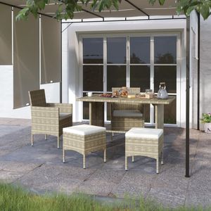 4-delige Tuinstoelen- en voetenbankenset poly rattan beige