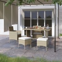 4-delige Tuinstoelen- en voetenbankenset poly rattan beige - thumbnail