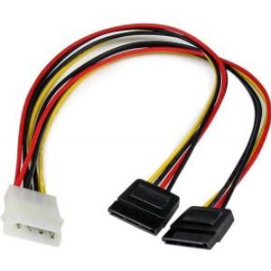 StarTech.com 30 cm LP4 naar 2x SATA Voedingskabel Y-adapter