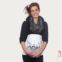 Op en Top Zwanger Zwangerschaps Buikband Wow Mom Wit/Zilver