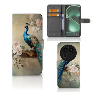 Telefoonhoesje met Pasjes voor OPPO Find X6 Vintage Pauwen