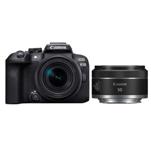 Canon EOS R10 systeemcamera Zwart + RF-S 18-150mm f/3.5-6.3 IS STM + RF 50mm f/1.8 STM