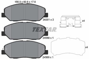 Remblokkenset, schijfrem TEXTAR, u.a. für KIA, Ssangyong, Hyundai, Inokom