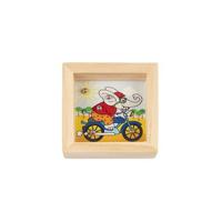 Goki behendigheidsspel motor 6,5 x 6,5 cm hout blauw/beige