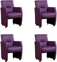 Set van 4 Paarse leren moderne eetkamerfauteuils Pleasure - Toledo Leer Aubergine (paars leer) - thumbnail