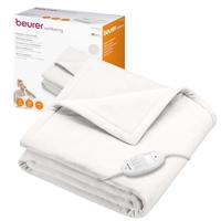 Beurer HD 75 elektrische deken, gezellige thermische deken met 6 temperatuurstanden, veiligheidssysteem en automatische uitschakeling, machinewasbaar, wit
