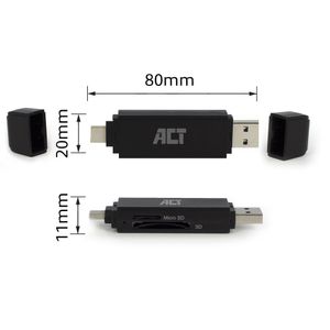 ACT Connectivity USB-C/USB-A kaartlezer, SD/micro SD kaartlezer