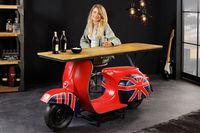 Design toog SCOOTER 175cm rood mangohout handgemaakt upcycling - 43559