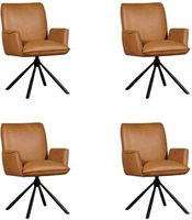 Set van 4 Cognac leren industriële draaibare eetkamerstoelen Elite - Granada leer Sahara (cognac leer)