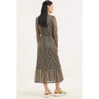 VILA semi-transparante wikkeljurk VIVOLETTE met all over print en volant multicolor