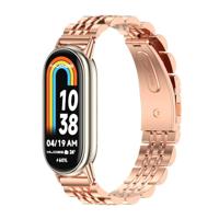By Qubix - Stalen schakelbandje - Rosé goud - Compatible met Xiaomi Smart Band 8 & 9 - Compatible Xiaomi bandje