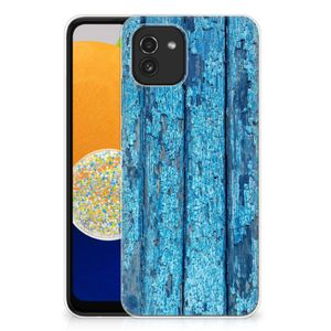 Samsung Galaxy A03 Bumper Hoesje Wood Blue