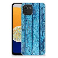 Samsung Galaxy A03 Bumper Hoesje Wood Blue - thumbnail