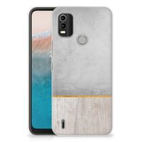 Nokia C21 Plus Bumper Hoesje Wood Concrete - thumbnail