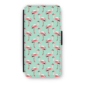 Flamingoprint groen: iPhone 8 Plus Flip Hoesje