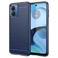 Motorola Moto G14 Geborsteld TPU Hoesje - Koolstofvezel - Blauw - thumbnail