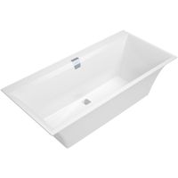 Villeroy & Boch Squaro Edge 12 kunststof bad quaryl rechthoekig 160x75x45cm incl. poten en afvoer /overloopcombinatie wit UBQ160SQE2DV-01 - thumbnail