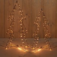 LED kerstbomen - 2x stuks - 3D - 72 en 91 cm - kerstverlichting - thumbnail