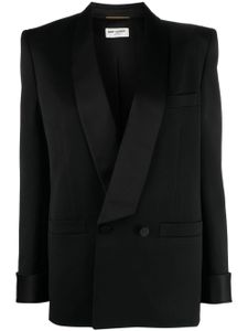 Saint Laurent blazer en laine à boutonnière croisée - Noir