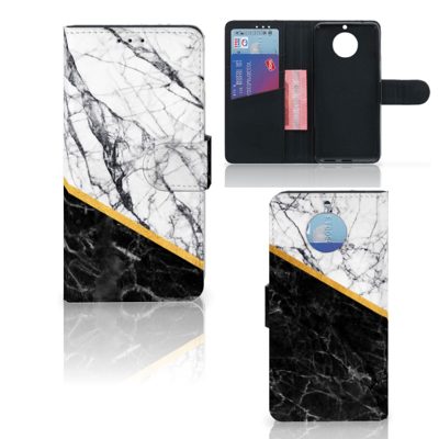 Moto G5S Bookcase Marmer Wit Zwart - Origineel Cadeau Man Moto G5S Bookcase Marmer Wit Zwart - Origineel Cadeau Man