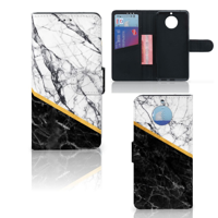 Moto G5S Bookcase Marmer Wit Zwart - Origineel Cadeau Man