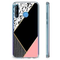 Huawei P30 Lite Shockproof Case Zwart Roze Vormen