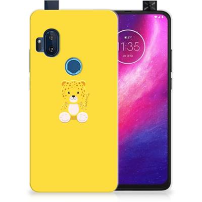 Motorola One Hyper Telefoonhoesje met Naam Baby Leopard
