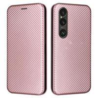 Sony Xperia 1 VI Flip Hoesje - Koolstofvezel - Rosé goud - thumbnail