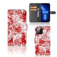 Telefoonhoesje met Naam iPhone 13 Pro Max Angel Skull Rood - thumbnail