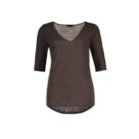Claudia Sträter gemêleerde fijngebreide top donkerbruin