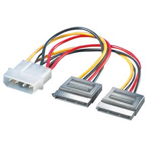 ROLINE Y-Adapterkabel 4 pol. HDD / 2x SATA, 0,12 m