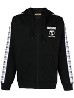 Moschino logo-tape zip-up cotton hoodie - Noir