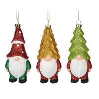 Kersthangers gnome/dwerg/kabouter- set 3x st- 12,5cm -kunststof -kerstornamenten - thumbnail