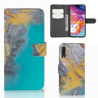 Samsung Galaxy A70 Bookcase Marble Blue Gold