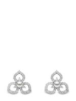 Yoko London boucles d'oreilles Petal en or blanc 18ct serties de perles et diamants - Argent