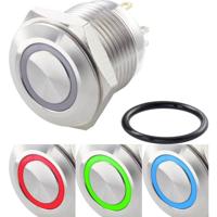 TRU COMPONENTS TC-7494616 TC-GQ16F-10E/42RGB/ Vandalismebestendige drukschakelaar 48 V/DC 2 A 1x uit/(aan) Moment Rood,