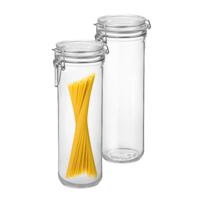 Spaghetti voorraad/weck pot - 2x - transparant - glas - 26 x 9 cm - 1,5 L - Bormioli Rocco