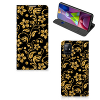 Samsung Galaxy M51 Smart Cover Gouden Bloemen - thumbnail