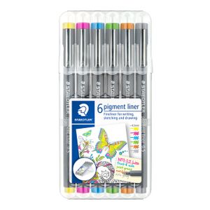 Fineliner Staedtler Pigment 308 0,5mm set ÃƒÆ' 6 kleuren